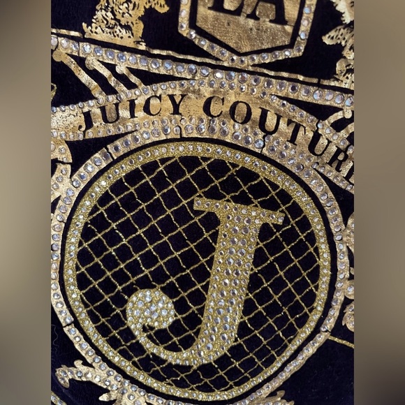 Juicy Couture Y2K rhinestone navy blue velvet Zip Up Hooded Jacket - Picture 7 of 9